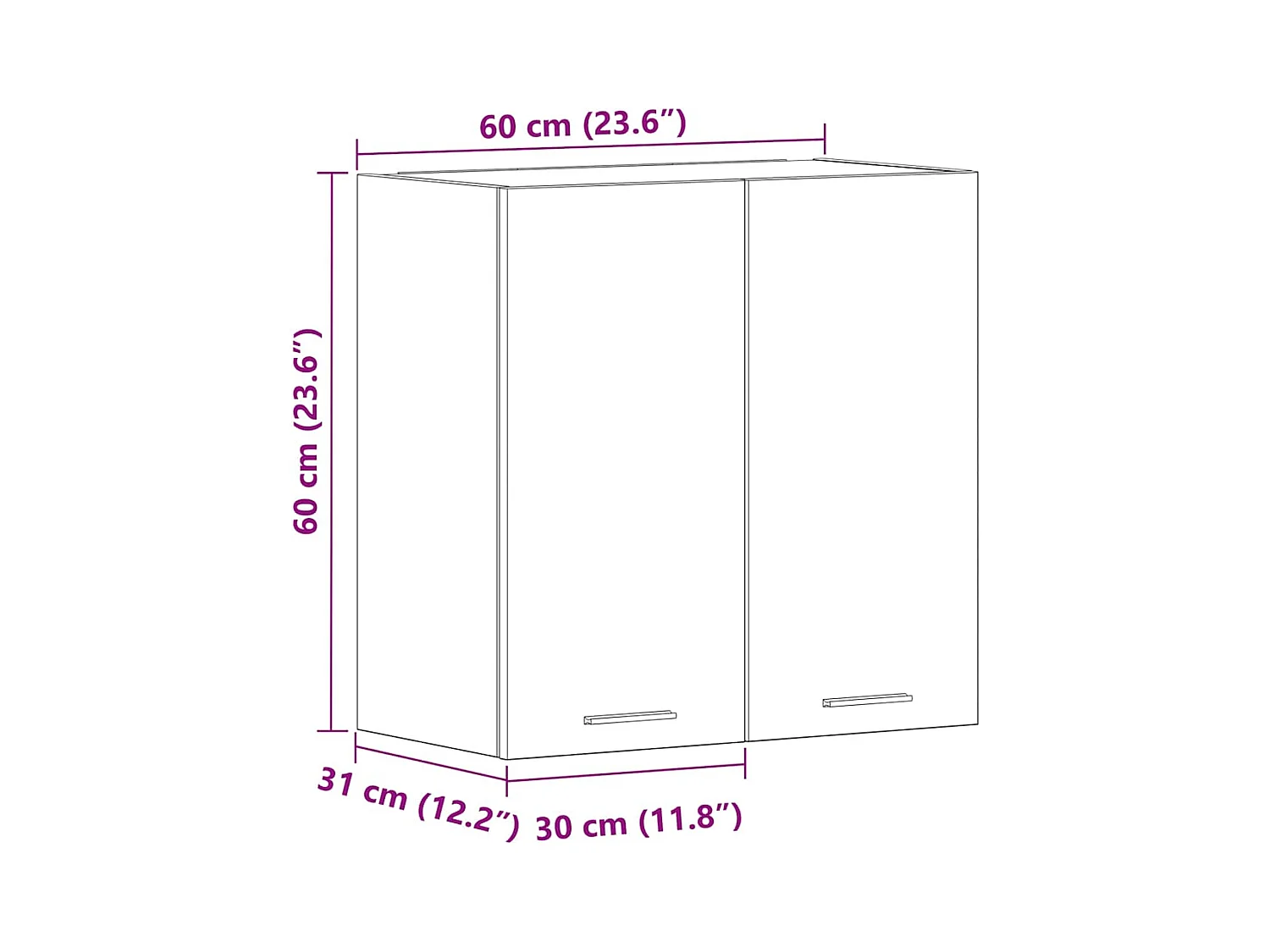Armoire murale cuisine gris béton 60x31x60 cm bois d'ingénierie