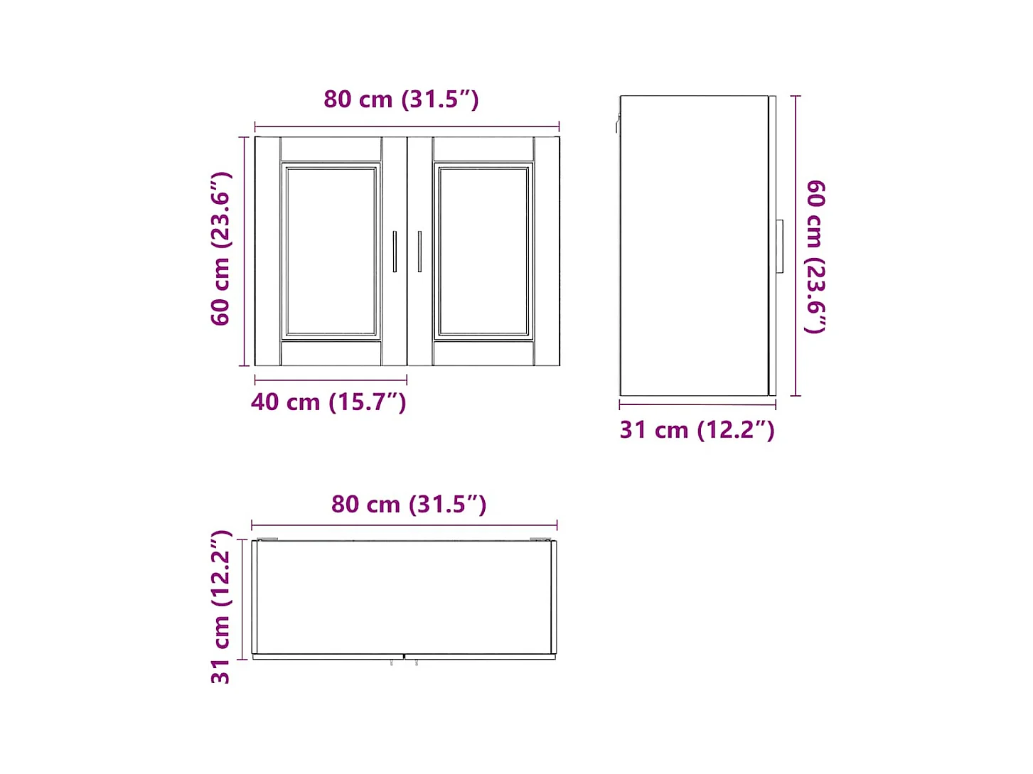 Armario de pared cocina Porto madera ingeniería roble marrón