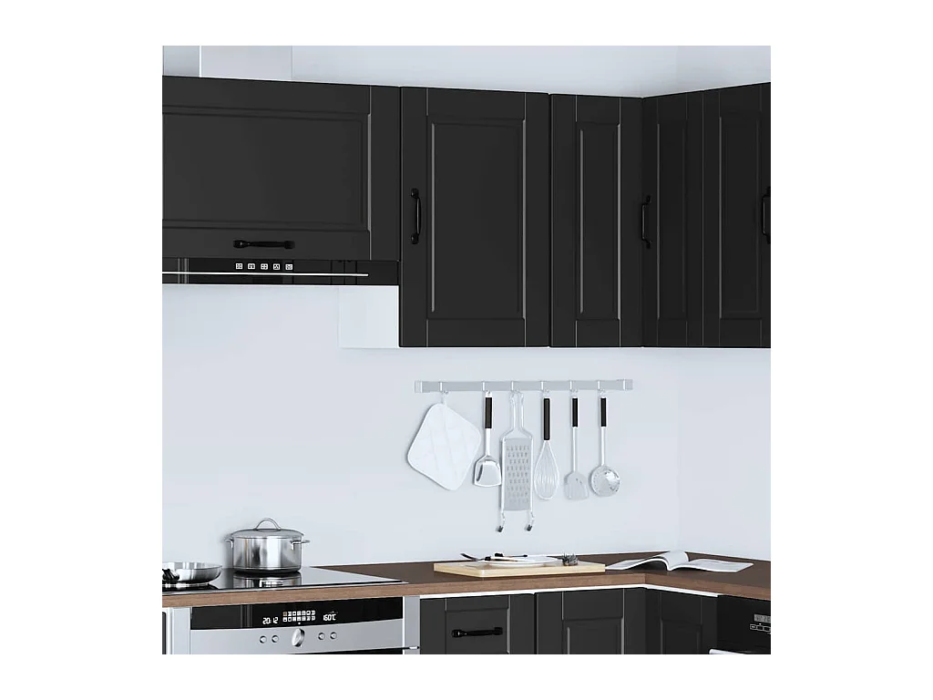Armoire murale de cuisine Porto noir bois d'ingénierie