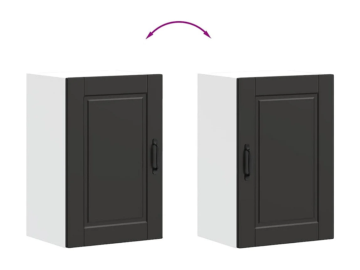 Armoire murale de cuisine Porto noir bois d'ingénierie