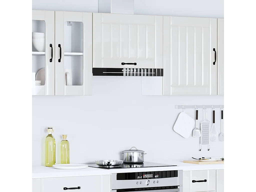 Armoire murale de cuisine Lucca blanc brillant bois ingénierie