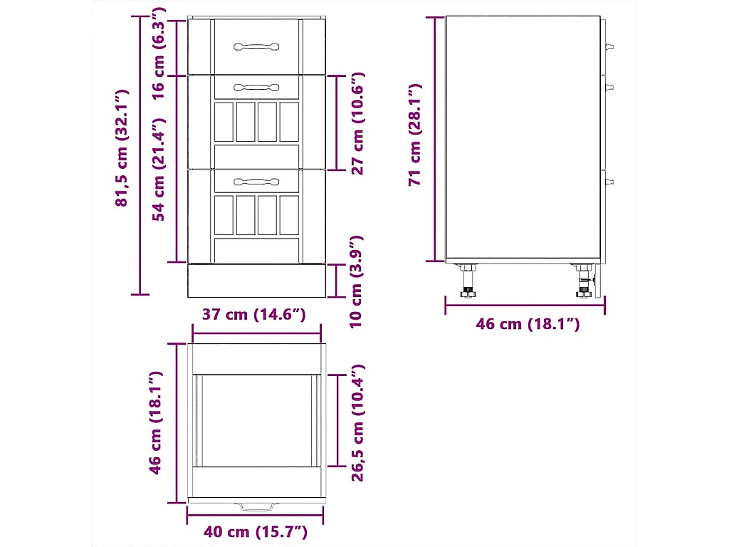 Armoire de cuisine Lucca noir bois d'ingénierie