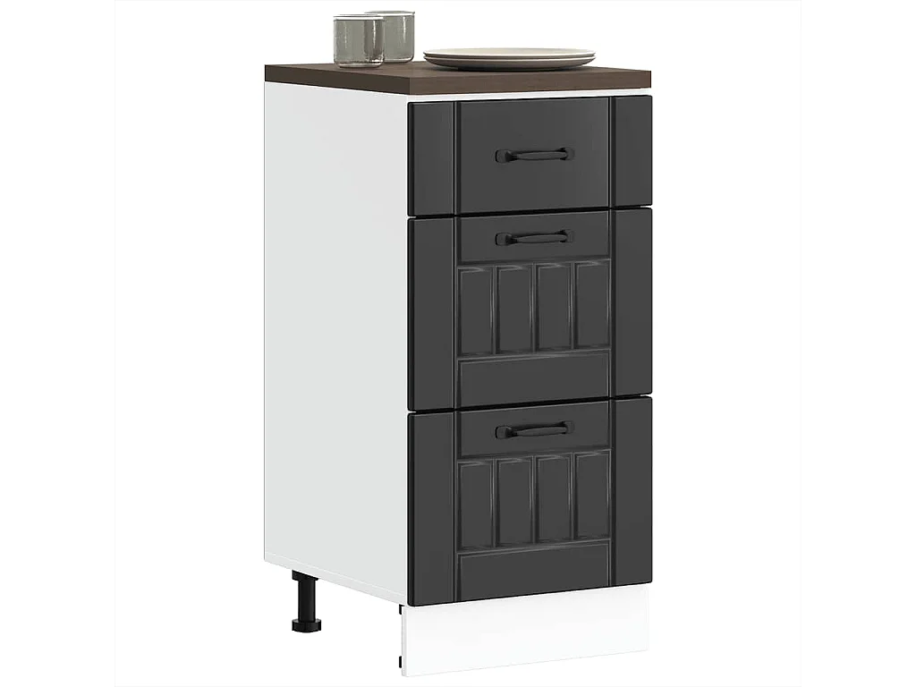 Armario bajo de cocina "Lucca" de madera de ingeniería negra