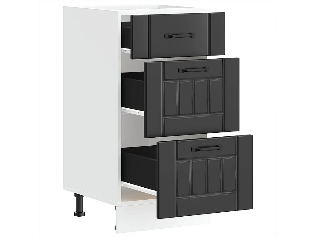 Armario bajo de cocina "Lucca" de madera de ingeniería negra