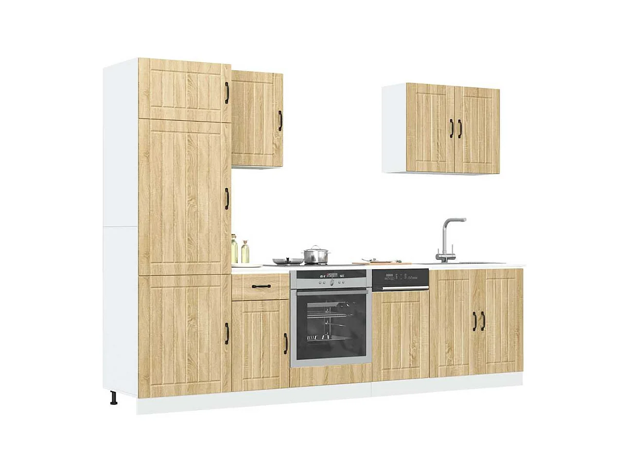 Mueble cocina Lucca roble sonoma 7 pzas madera contrachapada