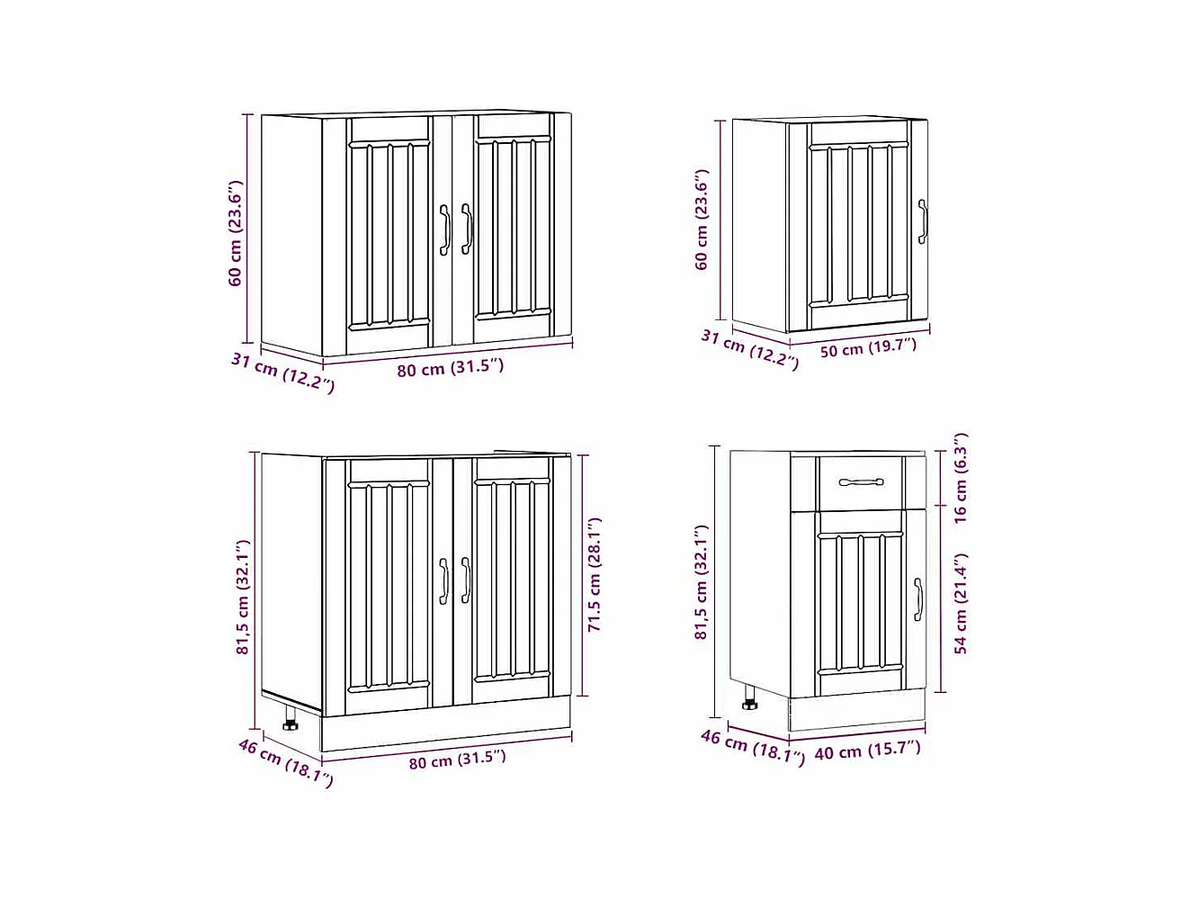 Mueble cocina Lucca roble sonoma 7 pzas madera contrachapada