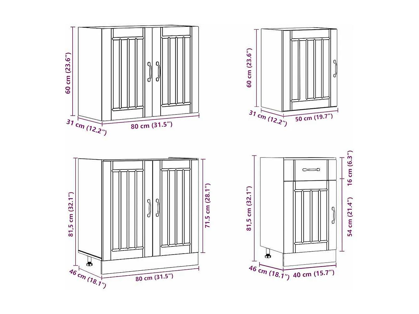 Ensemble d'armoires de cuisine 7 pcs Lucca bois d'ingénierie