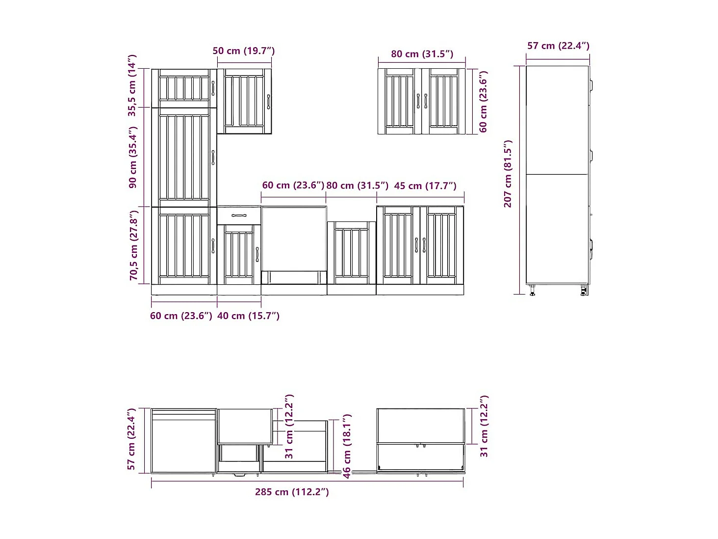 Set Mobili da Cucina 7 pz Lucca Rovere Sonoma in Truciolato