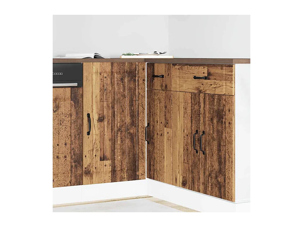 Meuble bas de cuisine Lucca vieux bois bois d'ingénierie