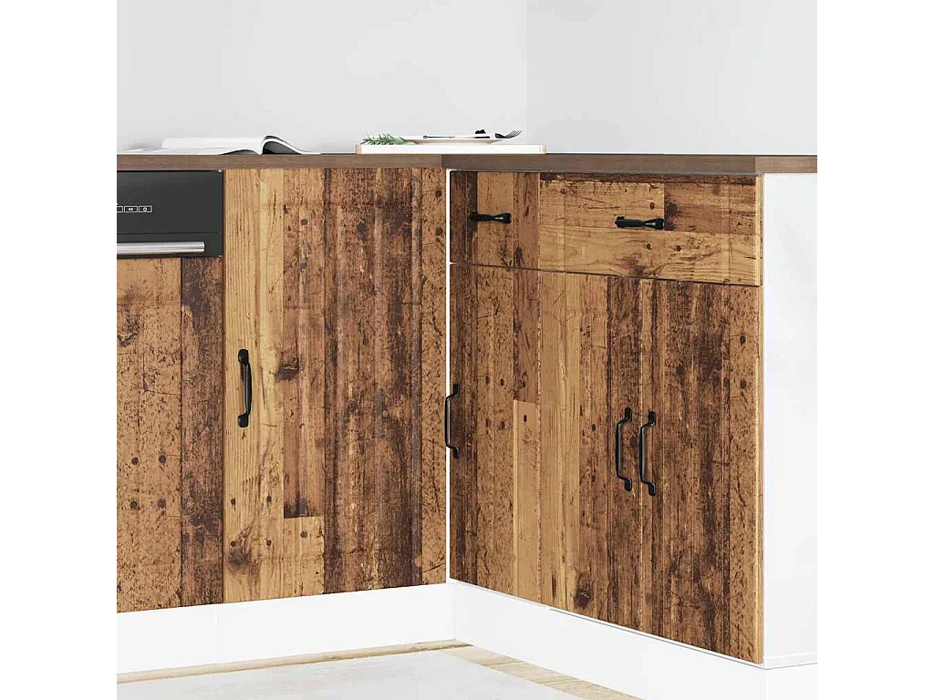 Meuble bas de cuisine Lucca vieux bois bois d'ingénierie