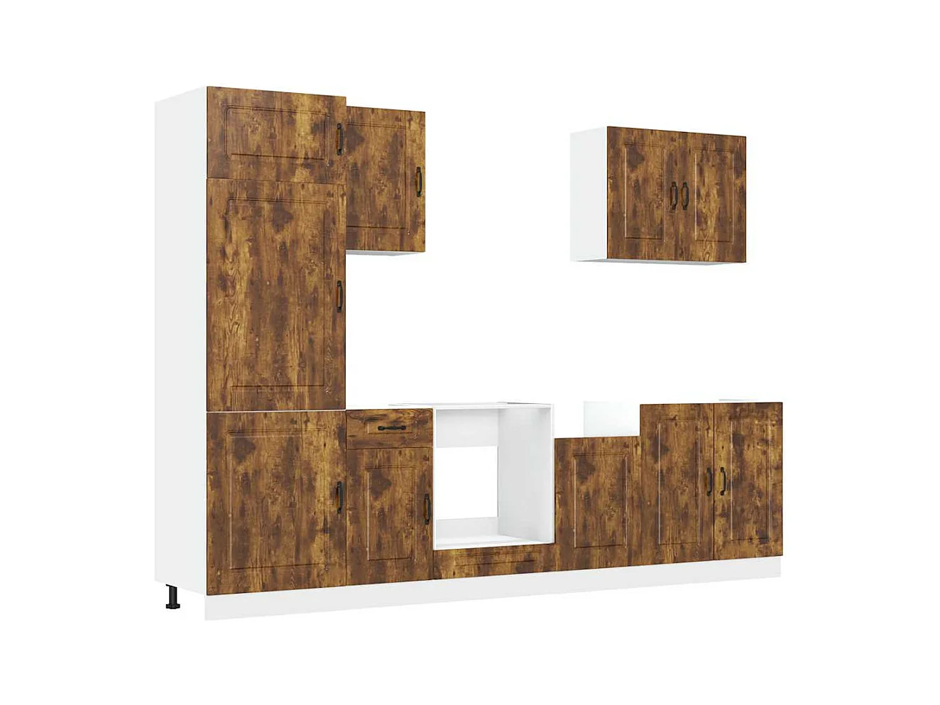 7-delige Keukenkastenset Kalmar bewerkt hout gerookt eiken