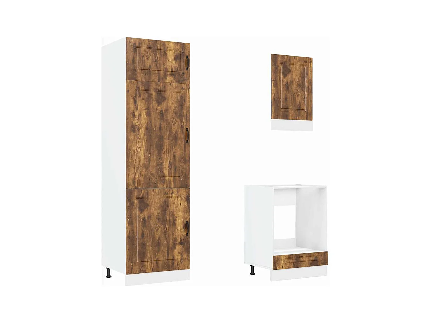 7-delige Keukenkastenset Kalmar bewerkt hout gerookt eiken