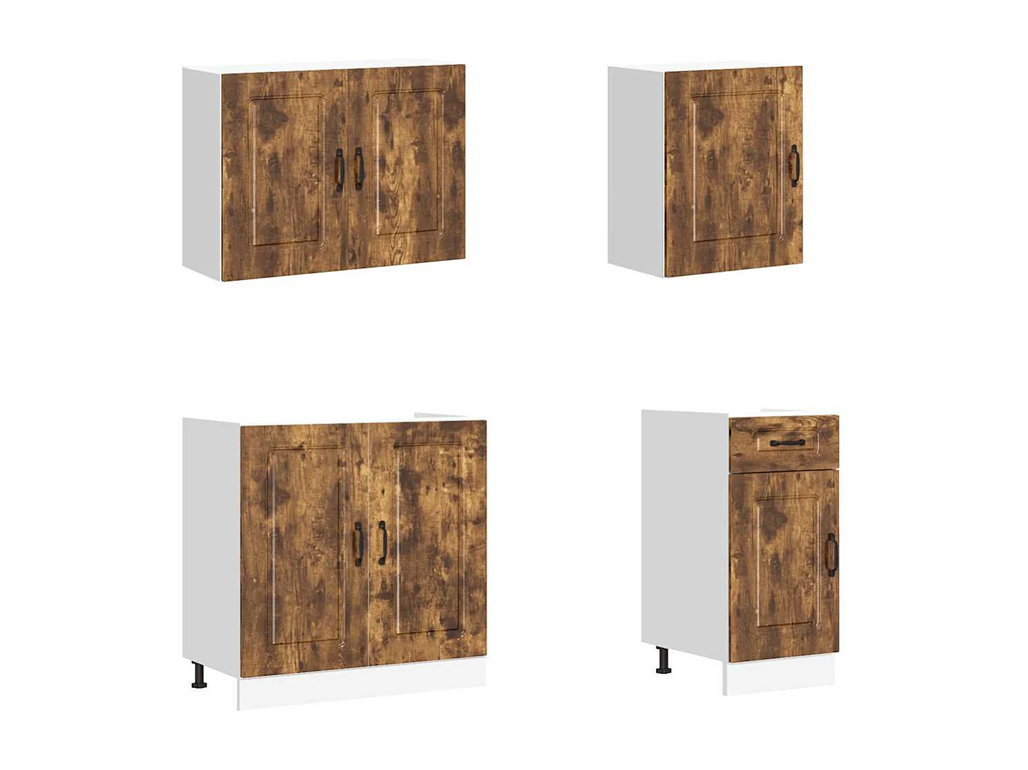 7-delige Keukenkastenset Kalmar bewerkt hout gerookt eiken