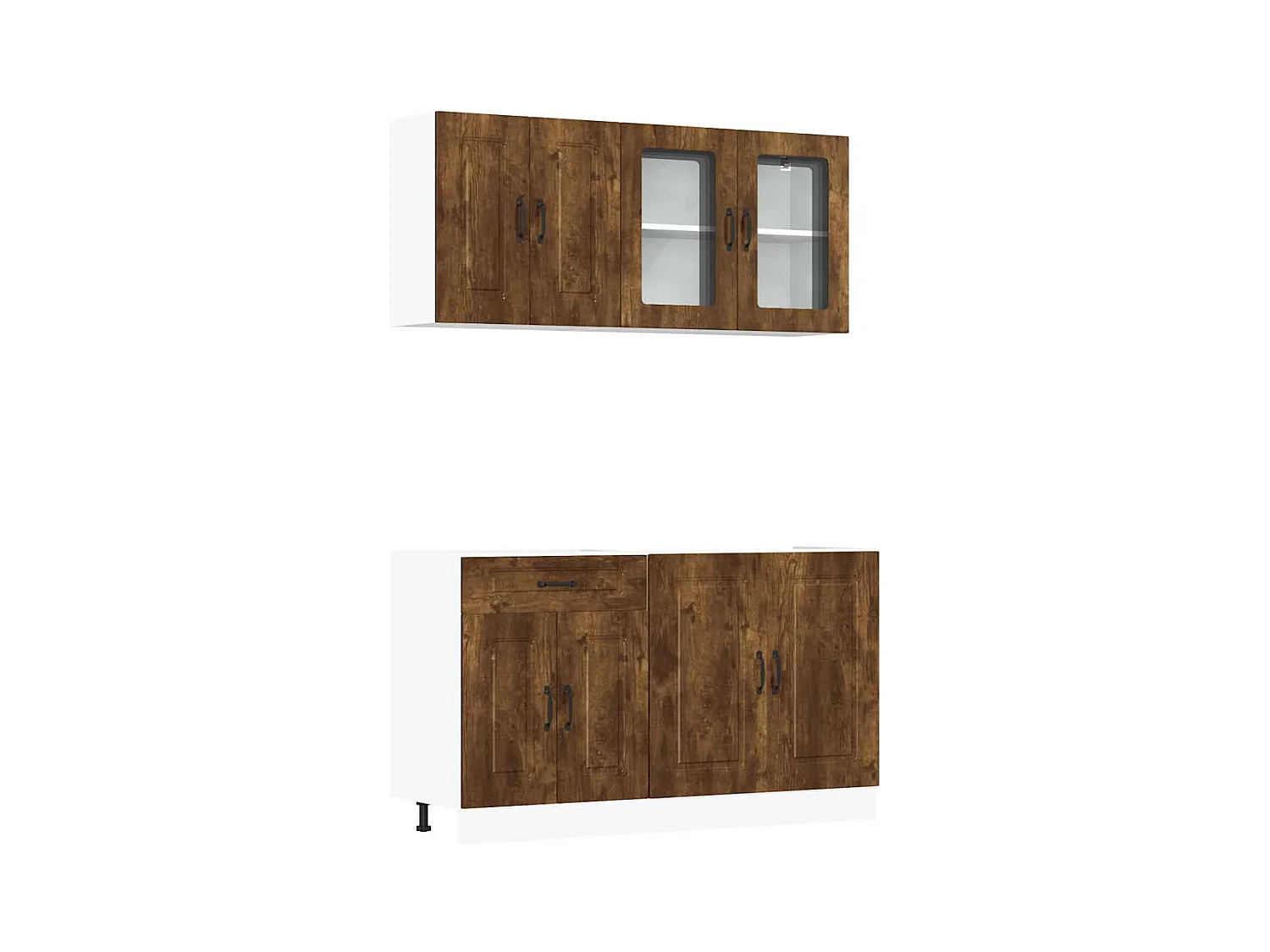 4-delige Keukenkastenset Kalmar bewerkt hout gerookt eiken