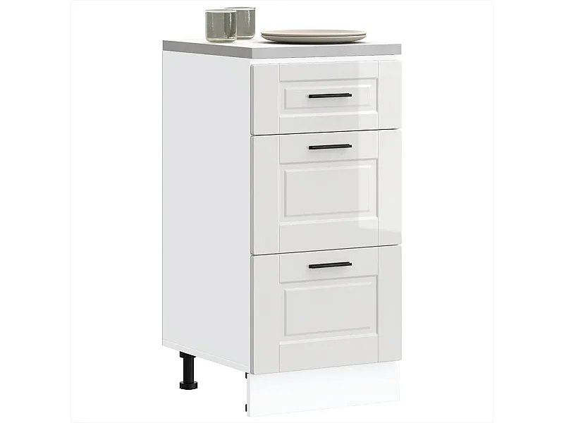 Armoire de cuisine Porto blanc brillant bois ingénierie