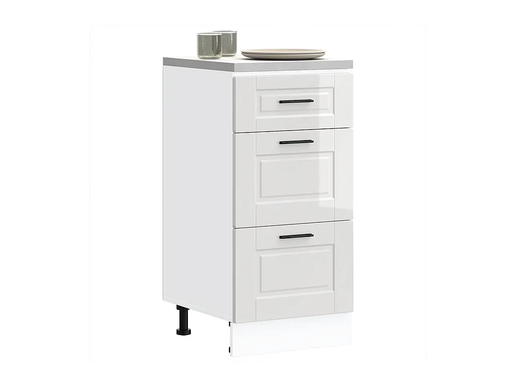Meuble bas de cuisine « Porto » Bois d'ingénierie blanc brillant