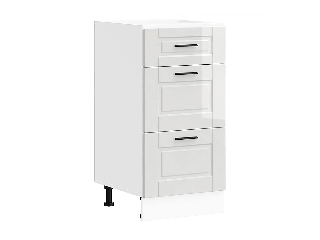 Meuble bas de cuisine « Porto » Bois d'ingénierie blanc brillant