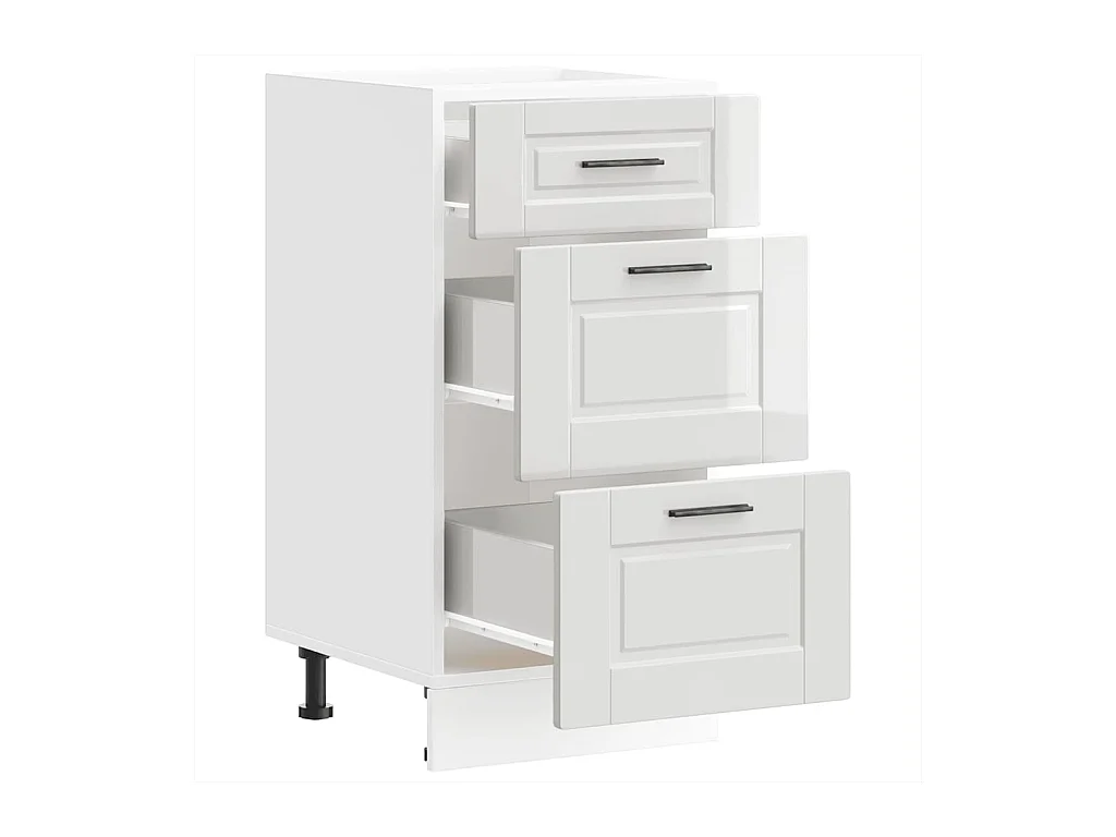 Meuble bas de cuisine « Porto » Bois d'ingénierie blanc brillant