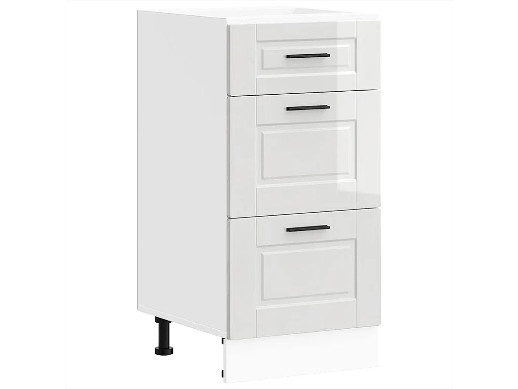 Meuble bas de cuisine « Porto » Bois d'ingénierie blanc brillant