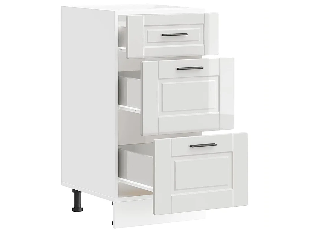 Meuble bas de cuisine « Porto » Bois d'ingénierie blanc brillant
