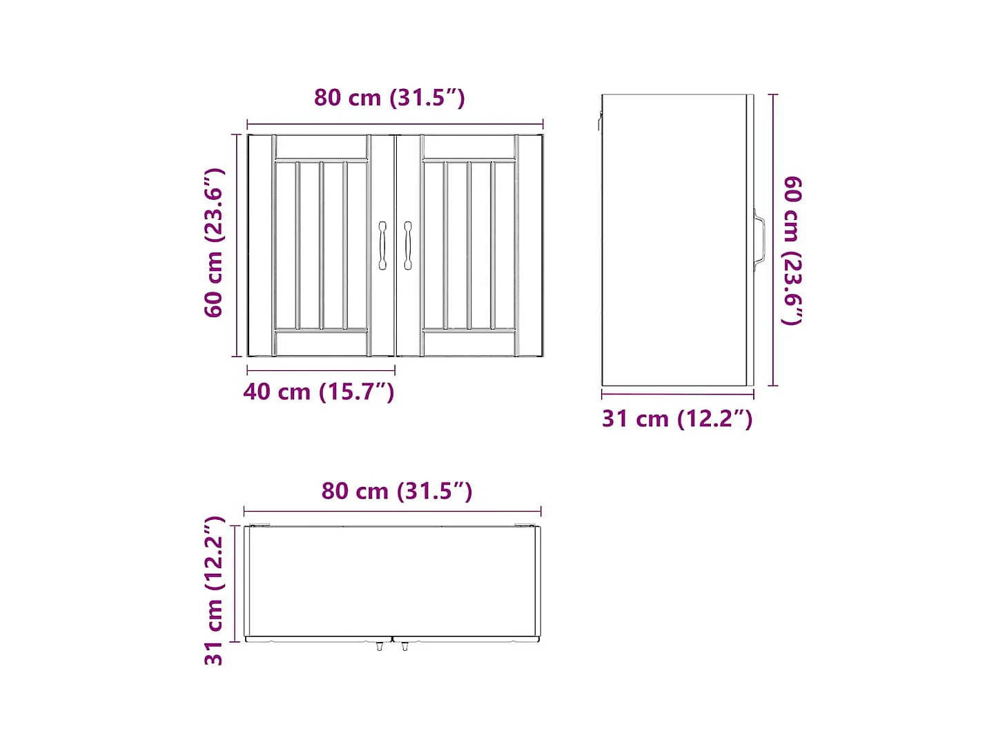 Armário de parede da cozinha Lucca derivados de madeira branco