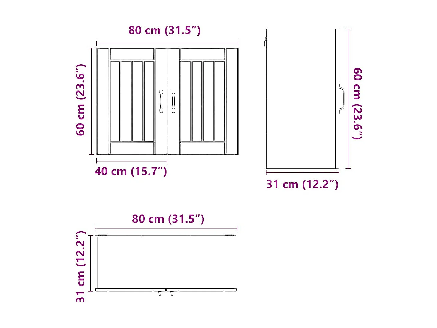 Armário de parede da cozinha Lucca derivados de madeira branco