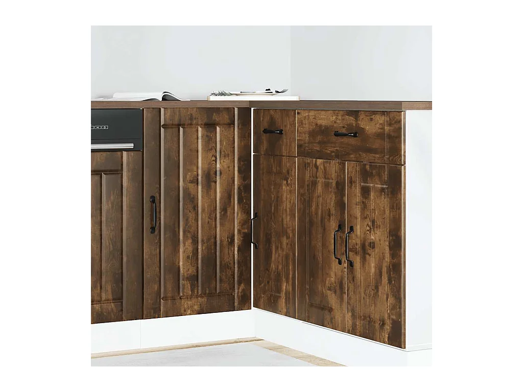 Meuble bas de cuisine Lucca chêne fumé bois d'ingénierie