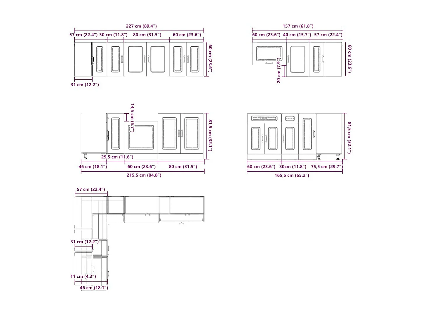 Ensemble d'armoires de cuisine 11 pcs Lucca bois d'ingénierie