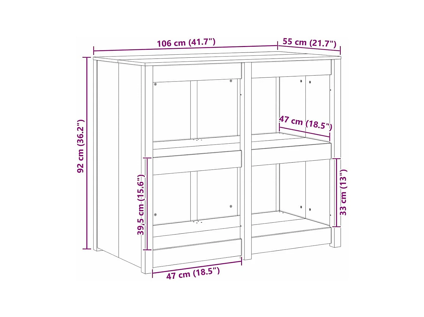 Armoire de cuisine Marron 106 x 55 x 92 cm Bois de pin massif