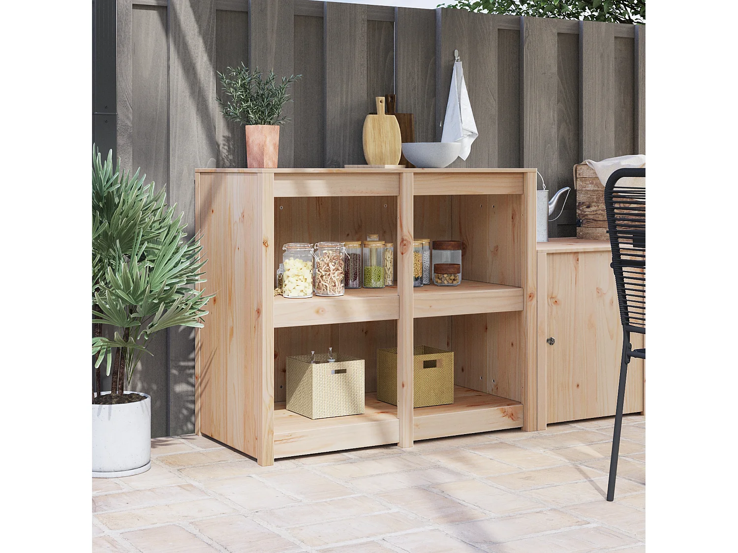 Keukenkast met plank MEPPEL Bruin Eiken 106 x 55 x 92 cm