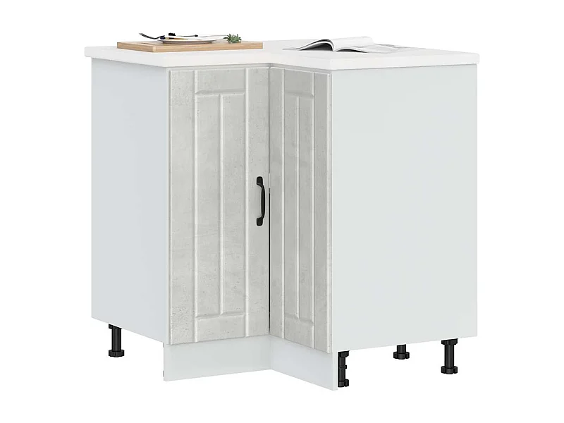 Armoire d'angle de cuisine Lucca gris béton bois d'ingénierie