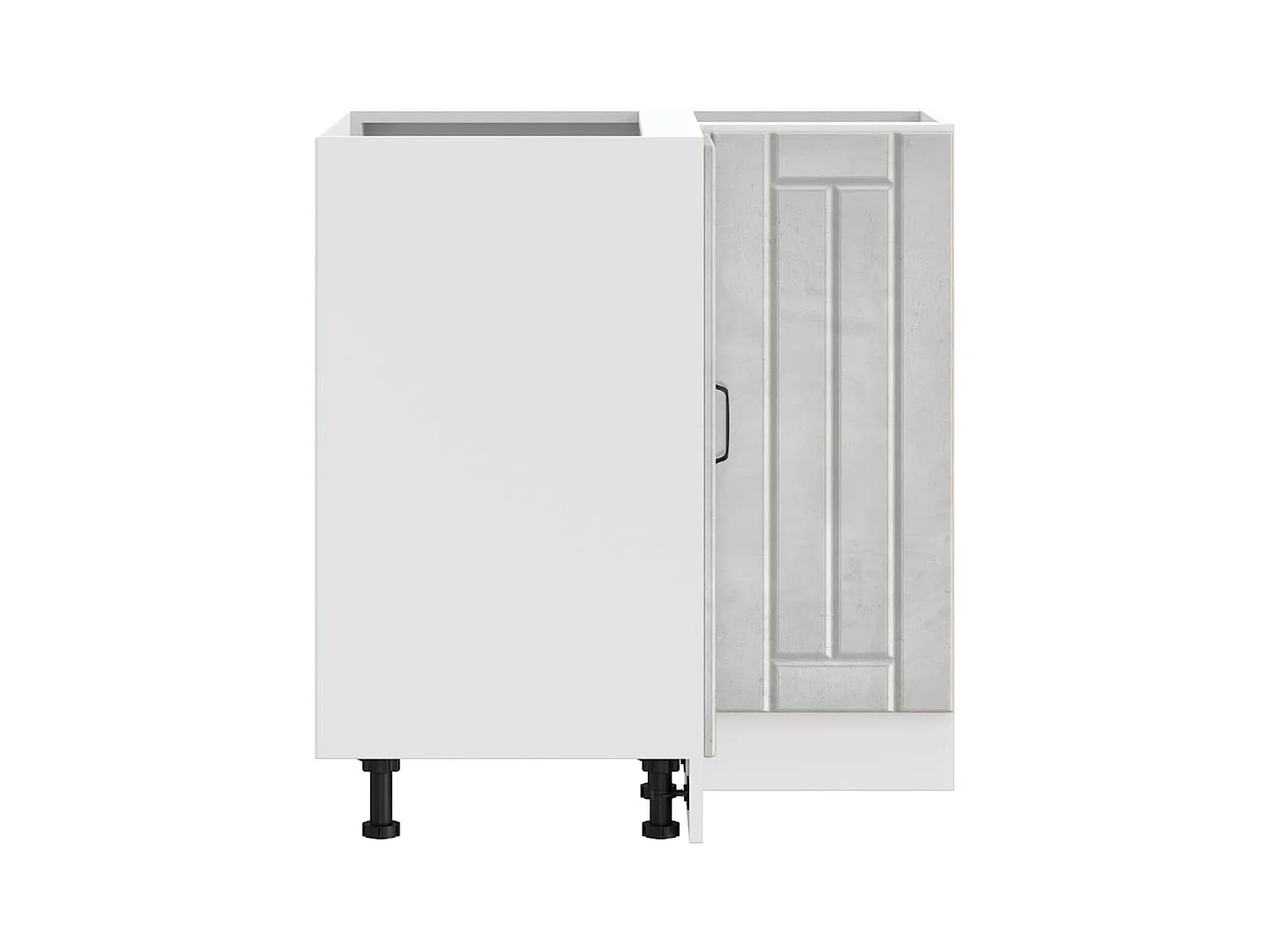 Armoire d'angle de cuisine Lucca gris béton bois d'ingénierie