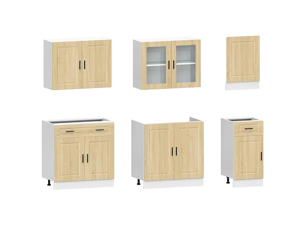 Set Mobili da Cucina 7 pz Porto Rovere Sonoma in Truciolato