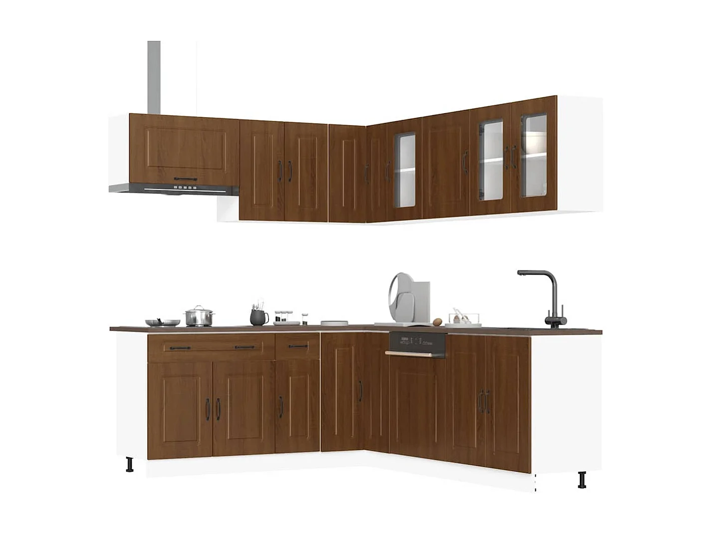 11-tlg. Küchenschrank-Set Kalmar Braun Eichen-Optik Holzwerkstoff