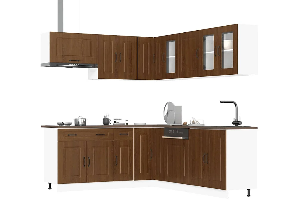 Set Mobili da Cucina 11 pz Kalmar Rovere Marrone in Truciolato