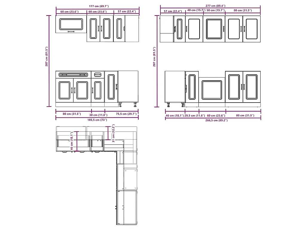 Set Mobili da Cucina 11 pz Kalmar Rovere Marrone in Truciolato
