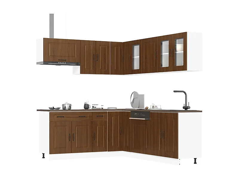 11-tlg. Küchenschrank-Set Kalmar Braun Eichen-Optik Holzwerkstoff