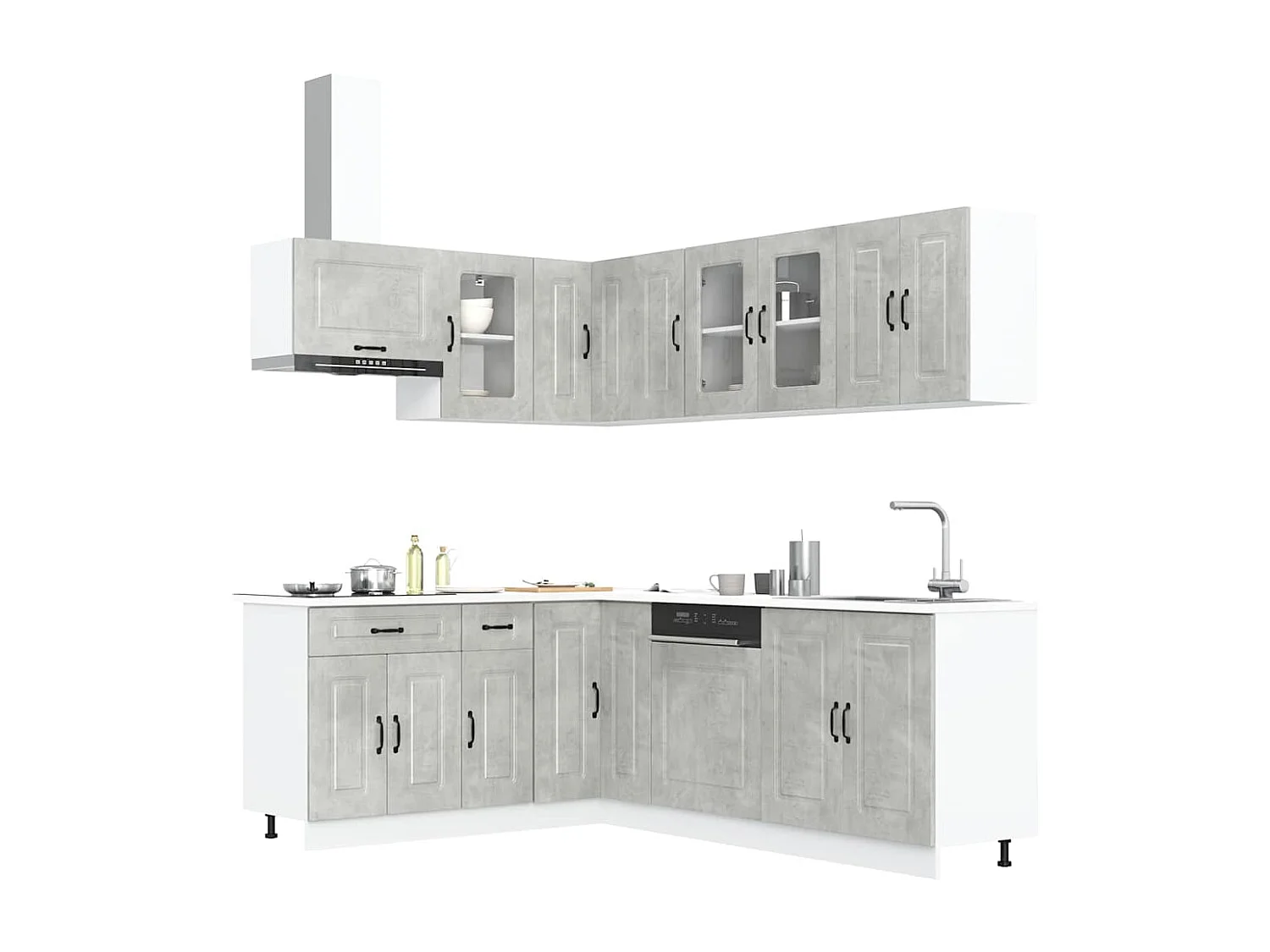 11 peças armário de cozinha conjunto Kalmar concreto cinza