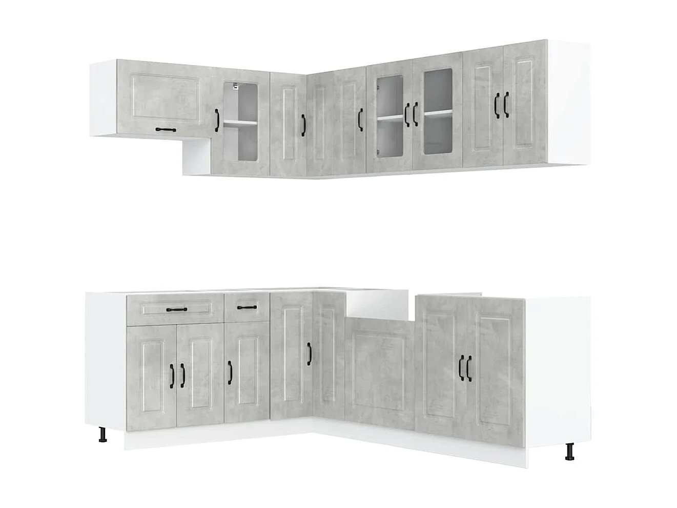 11 peças armário de cozinha conjunto Kalmar concreto cinza