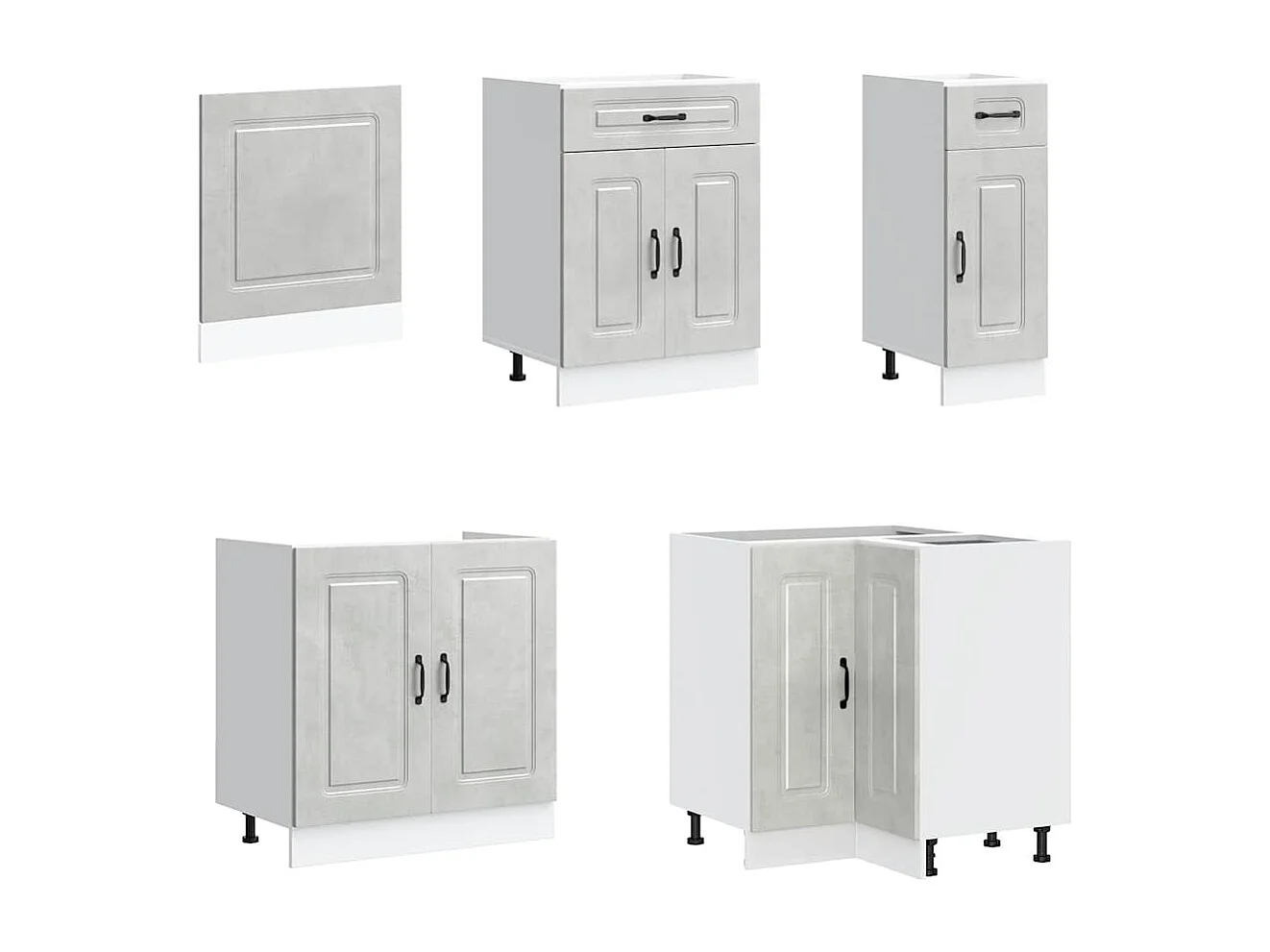 11 peças armário de cozinha conjunto Kalmar concreto cinza