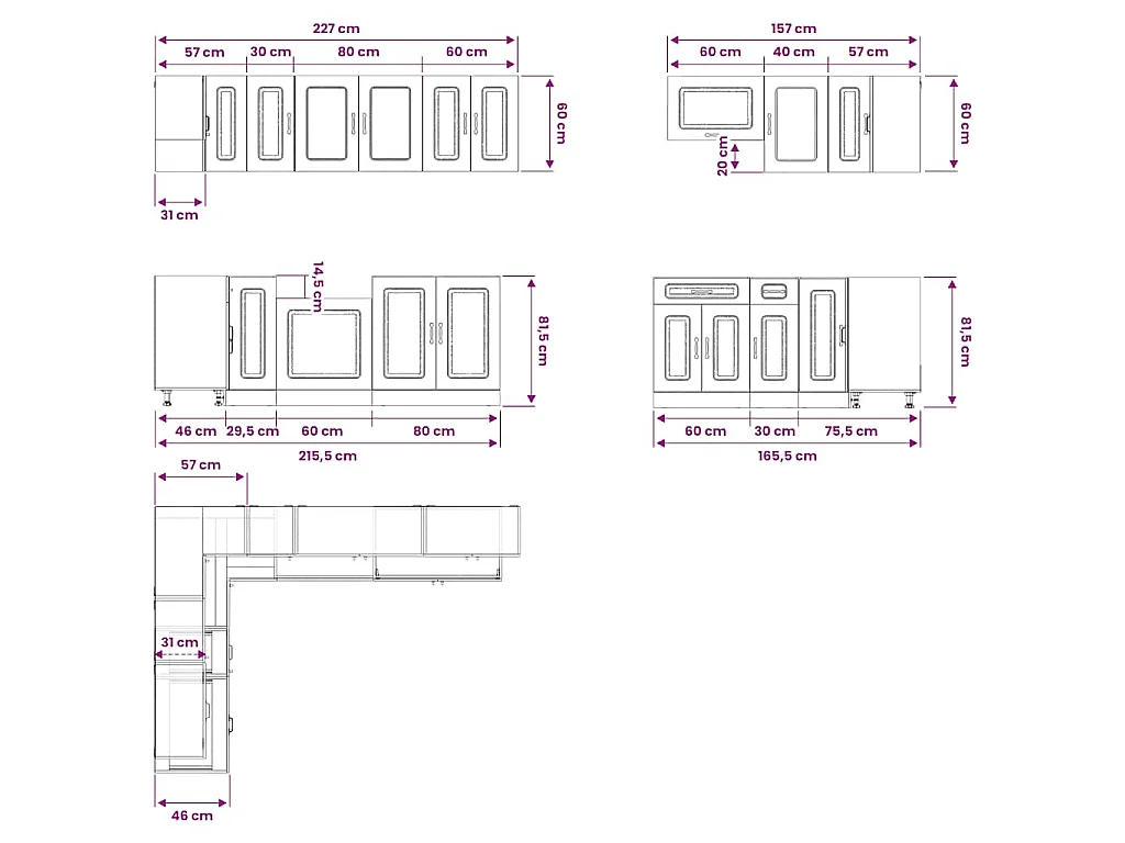 Set Mobili da Cucina 11 pz Kalmar Grigio Cemento in Truciolato