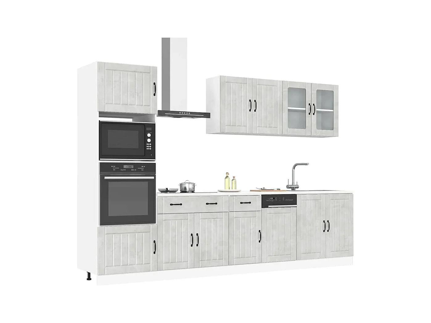 Set Mobili da Cucina 7 pz Lucca Grigio Cemento in Truciolato