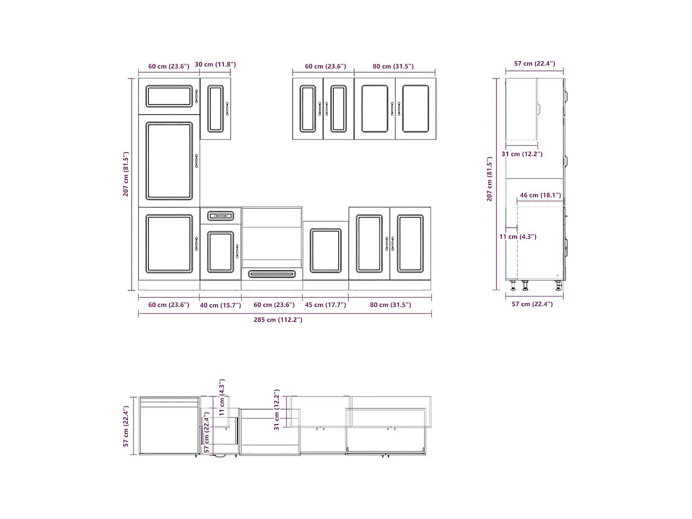 Ensemble d'armoires de cuisine 8 pcs Kalmar bois d'ingénierie
