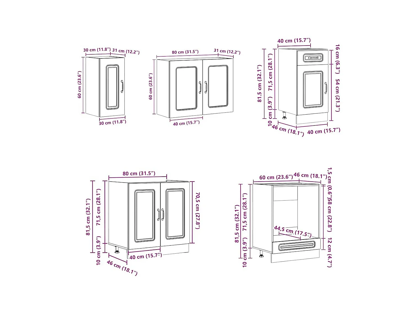 Ensemble d'armoires de cuisine 8 pcs Kalmar bois d'ingénierie