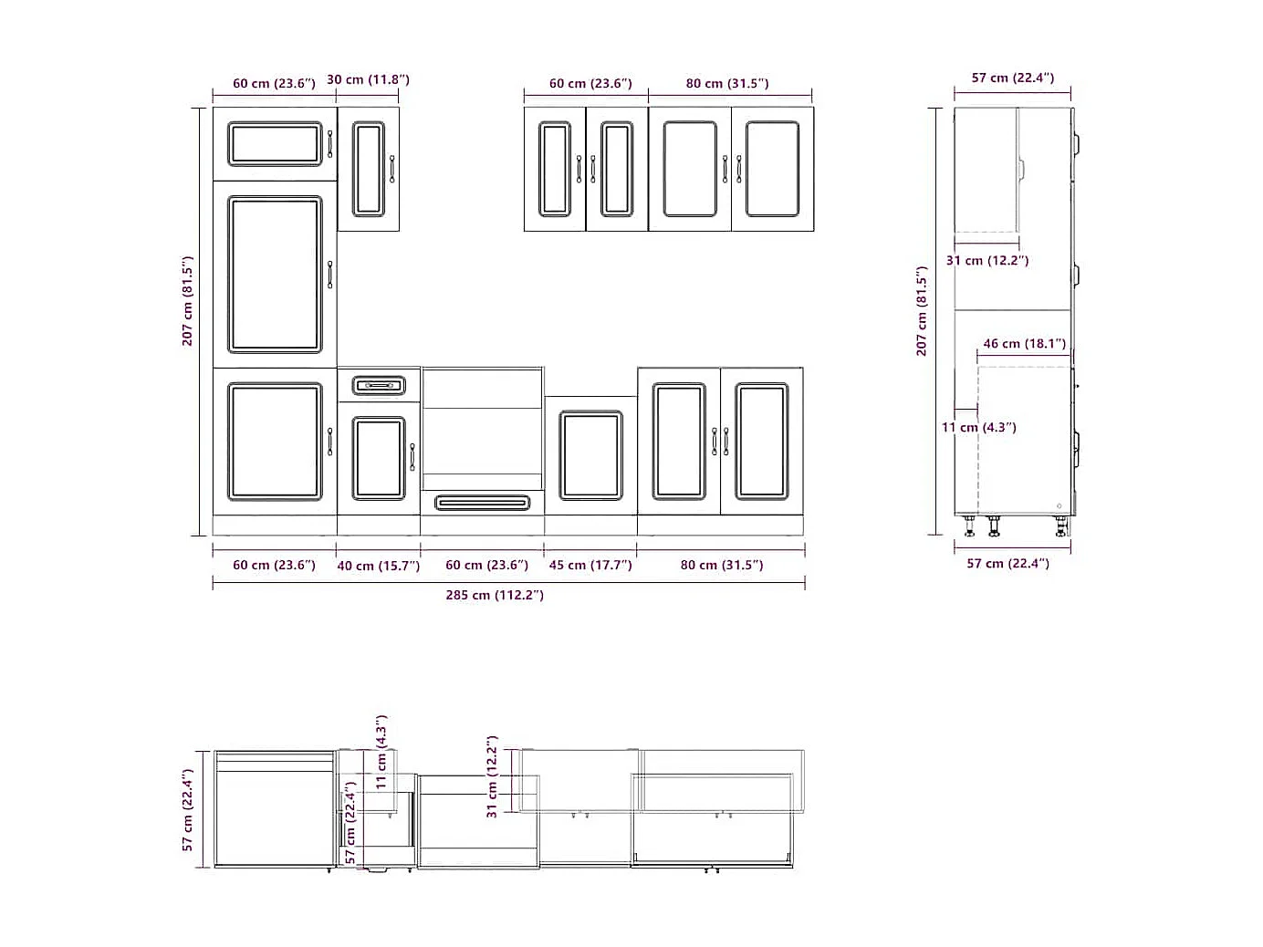 Ensemble d'armoires de cuisine 8 pcs Kalmar bois d'ingénierie