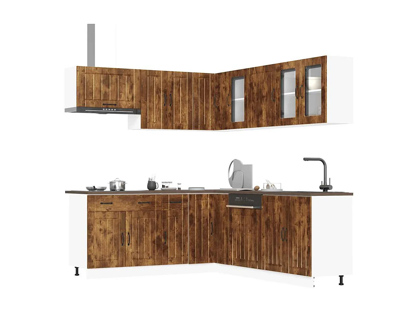 11-delige Keukenkastenset Lucca bewerkt hout gerookt eiken