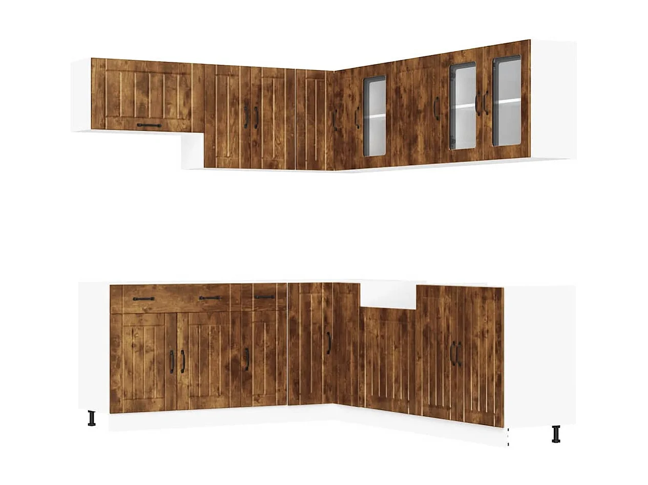 11-delige Keukenkastenset Lucca bewerkt hout gerookt eiken