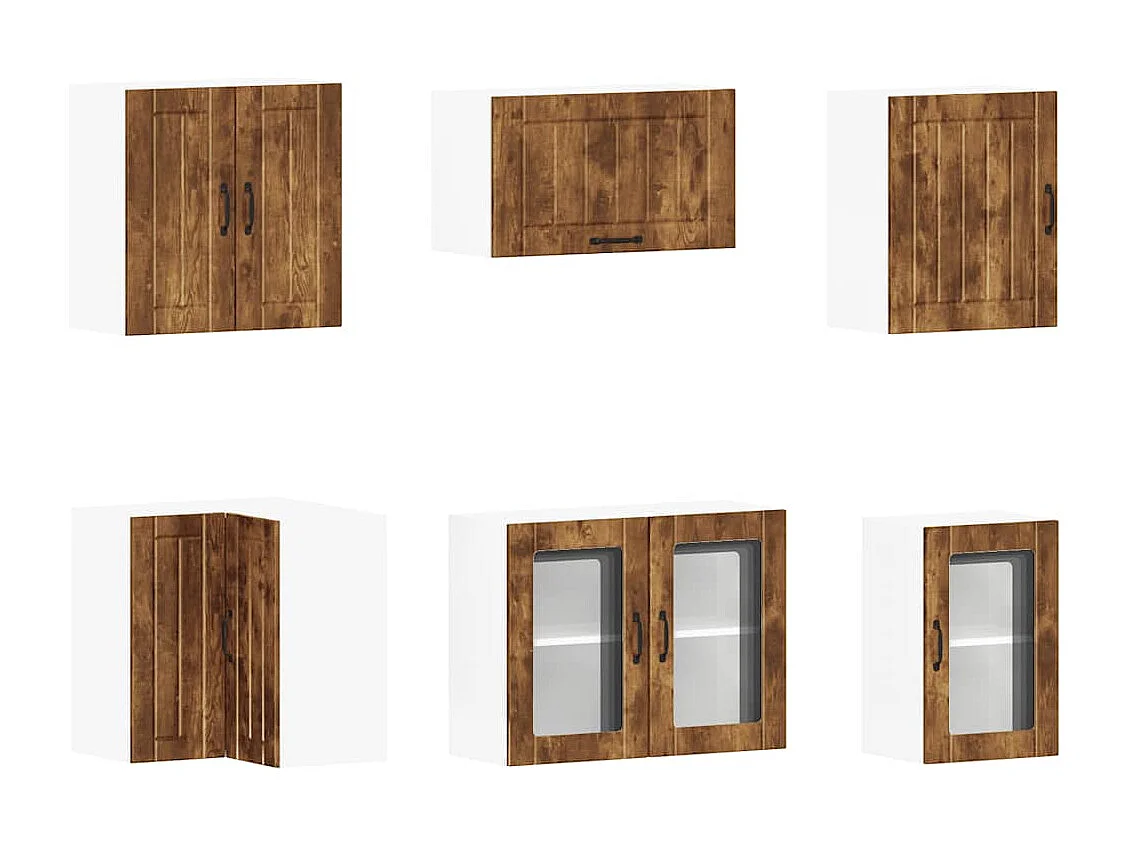 11-delige Keukenkastenset Lucca bewerkt hout gerookt eiken