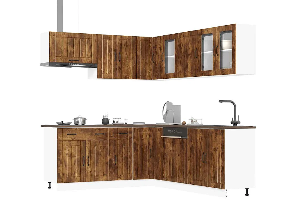 Set Mobili da Cucina 11 pz Lucca Rovere Fumo in Truciolato