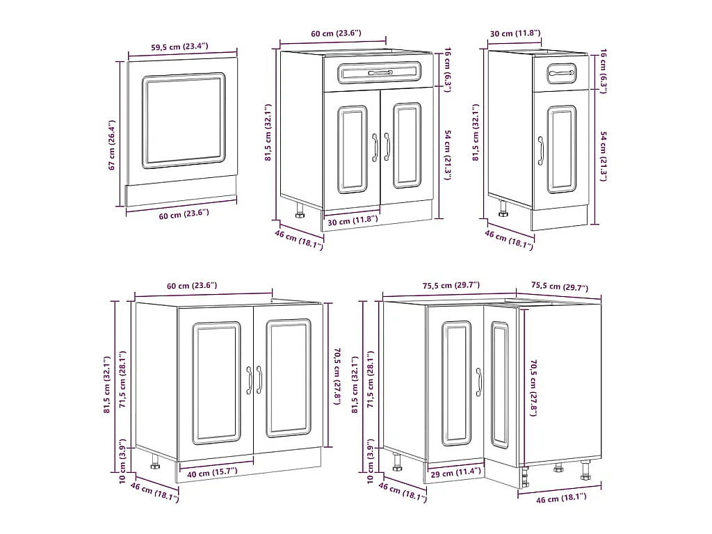 Set Mobili da Cucina 11 pz Lucca Rovere Fumo in Truciolato